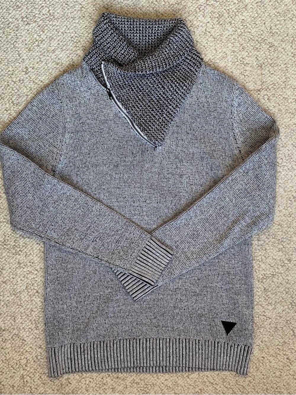 Guess Men's Gray Zip Funnel Neck Sweater